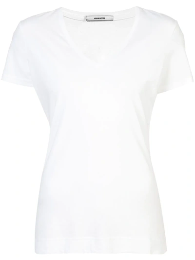 Adam Lippes Women's Short-sleeve V-neck Shirt In White