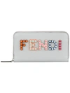 FENDI Blue Leather zip around wallet with candy logo,8M0299A13J12496828
