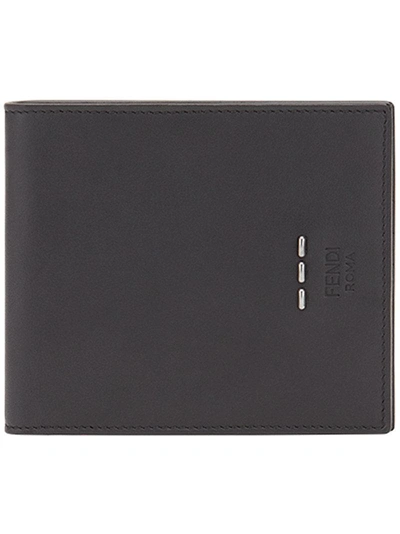 Fendi Grained Leather Wallet With Logo In Gxn Black Palladio