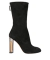Alexander Mcqueen Metallic-heel Suede Ankle Boots In Nero