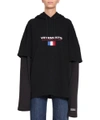 Vetements Black Tommy Hilfiger Edition Double Sleeve Hoodie In Nero