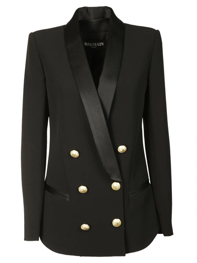 Balmain Double-breasted Wool-cashmere Tailored Pea Coat In Nero