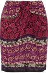 ANNA SUI WOMAN PRINTED SILK AND COTTON-BLEND MINI SKIRT CLARET,US 1071994536713571