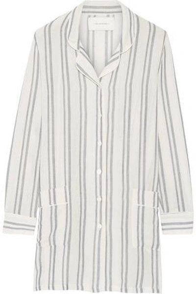 Solid & Striped Woman The Britt Striped Basketweave Cotton Shirt White