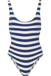 SOLID & STRIPED WOMAN THE ANNE-MARIE STRIPED STRETCH-TERRY SWIMSUIT BLUE,US 110842752077152