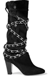 ISABEL MARANT ISABEL MARANT WOMAN SOONO CHAIN-TRIMMED SUEDE BOOTS BLACK,3074457345617575456
