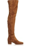 GIANVITO ROSSI WOMAN SUEDE OVER-THE-KNEE BOOTS TAN,US 1914431941034237