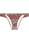 Vix Ripple Embellished Printed Low-rise Bikini Briefs In Grape