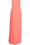 HALSTON HERITAGE HALSTON HERITAGE WOMAN STRAPLESS GATHERED CREPE-JERSEY GOWN CORAL,3074457345617136494