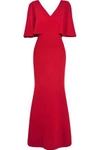 BADGLEY MISCHKA WOMAN FLUTED TEXTURED-CREPE GOWN RED,US 1071994536779955