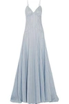 ROSIE ASSOULIN WOMAN NEGLIGEE STRIPED COTTON AND SILK-BLEND GOWN LIGHT BLUE,GB 1998551928957985