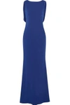 MARCHESA NOTTE WOMAN DRAPED EMBELLISHED TULLE-PANELED CREPE GOWN ROYAL BLUE,GB 1071994536935975