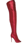 GIANVITO ROSSI Lace-up satin over-the-knee boots,GB 2526016082300328