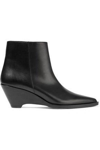 Acne Studios Woman Cony Leather Wedge Ankle Boots Black