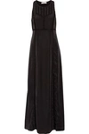 IRO IRO WOMAN GEORGY CROCHET-TRIMMED CREPE DE CHINE MAXI DRESS BLACK,3074457345617027302