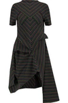 JW ANDERSON WOMAN ASYMMETRIC STRIPED COTTON DRESS BLACK,US 1071994536277101