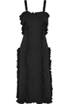 PASKAL WOMAN RUFFLE-TRIMMED STRETCH-CREPE DRESS BLACK,US 1998551928990686