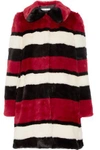 ALICE AND OLIVIA WOMAN STRIPED FAUX FUR COAT RED,US 2526016082294079