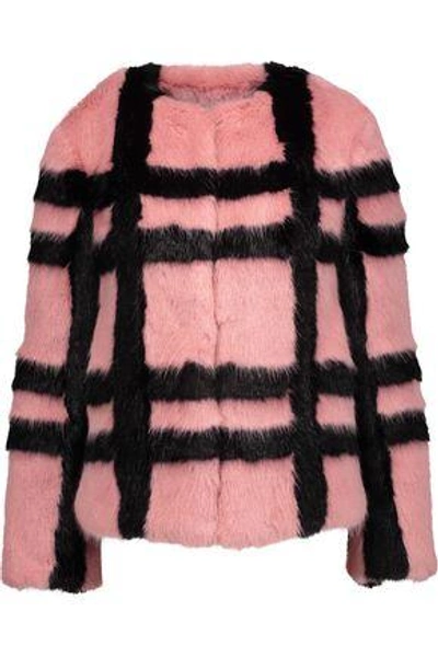 Shrimps Woman Gustav Checked Faux Fur Coat Antique Rose