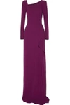 ROLAND MOURET WOMAN LELY STRETCH-CREPE GOWN PLUM,US 1998551929407133