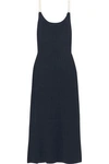 MOTHER OF PEARL WOMAN LUTIE EMBELLISHED RIBBED WOOL-BLEND MAXI DRESS NAVY,US 110842751717950