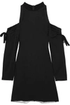 DKNY WOMAN CUTOUT SATIN MINI DRESS BLACK,US 367268775785929