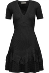ANTONIO BERARDI WOMAN LACE-PANELED STRETCH-KNIT MINI DRESS BLACK,US 1071994536050250