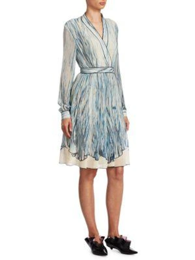 Proenza Schouler Printed Longsleeved Dress In Pale Blue