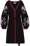 TORY BURCH TORY BURCH WOMAN THERESE EMBROIDERED COTTON MINI DRESS BLACK,3074457345617158613