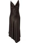 ALTUZARRA WOMAN MOONSHINE EMBELLISHED TULLE-TRIMMED ASYMMETRIC STRETCH-SILK DRESS BLACK,US 1998551929393948