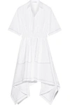 JW ANDERSON WOMAN ASYMMETRIC EMBROIDERED COTTON-POPLIN MIDI DRESS WHITE,US 2526016082300482