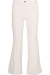 M.I.H. JEANS WOMAN CROPPED FRAYED HIGH-RISE FLARED JEANS WHITE,US 110842751663601