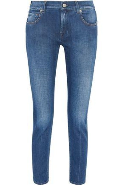 7 For All Mankind Woman Mid-rise Slim-leg Jeans Mid Denim