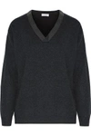 BRUNELLO CUCINELLI WOMAN BEAD-EMBELLISHED CASHMERE SWEATER CHARCOAL,US 2526016082564970
