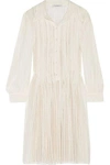 PHILOSOPHY DI LORENZO SERAFINI WOMAN PLEATED COTTON-BLEND LACE MINI DRESS WHITE,US 1071994536316018