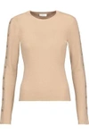 A.L.C WOMAN KNOX BUTTON-DETAILED RIBBED MERINO WOOL-BLEND SWEATER BEIGE,US 2526016082719769