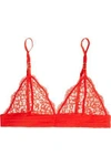 STELLA MCCARTNEY WOMAN MEG ALLURING STRETCH-LACE AND SWISS-DOT JERSEY SOFT-CUP BRA RED,GB 110842751770385