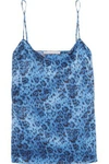 STELLA MCCARTNEY WOMAN ELLIE LEAPING LEOPARD-PRINT STRETCH-SILK SATIN CAMISOLE BLUE,US 22305376260456499