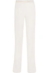 PALLAS WOMAN HECTOR CREPE-TRIMMED SATIN WIDE-LEG PANTS WHITE,US 1071994536739621