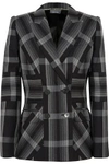 ALEXANDER MCQUEEN WOMAN CHECKED SILK AND WOOL-BLEND BLAZER CHARCOAL,GB 2526016083732126