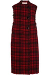 MARNI WOMAN CHECKED WOOL-BLEND TWEED VEST RED,US 1071994536101664