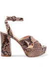 GIANVITO ROSSI WOMAN PYTHON PLATFORM SANDALS BEIGE,US 1998551929008181