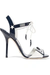 DOLCE & GABBANA WOMAN EMBELLISHED PATENT-LEATHER SANDALS MIDNIGHT BLUE,US 1998551928971863