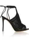 GIANVITO ROSSI WOMAN WOVEN LEATHER SANDALS BLACK,US 1071994536651413