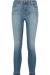 J BRAND WOMAN HIGH-RISE FADED SKINNY JEANS MID DENIM,US 22305376260455186