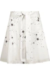 A.L.C WOMAN JILIAN BELTED PRINTED SILK CREPE DE CHINE MINI SKIRT WHITE,US 1914431941034284