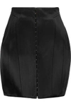 BALMAIN BALMAIN WOMAN SATIN MINI SKIRT BLACK,3074457345617595819