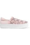 OPENING CEREMONY OPENING CEREMONY WOMAN CICI SHIRRED EMBROIDERED CANVAS SLIP-ON PLATFORM SNEAKERS PASTEL PINK,3074457345617096081