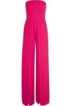 Halston Heritage Woman Strapless Georgette Jumpsuit Bright Pink In Bright Pink