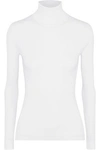 MICHAEL KORS WOMAN RIBBED STRETCH-KNIT TURTLENECK SWEATER WHITE,US 1998551929406841